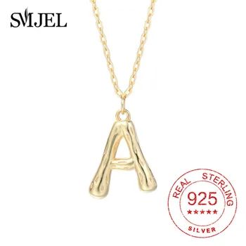 

A-Z Big Letters Script Name Initial Necklace for Women 925 Silver Alphabet Pendant Necklace Luxury Exaggerated Choker Gifts