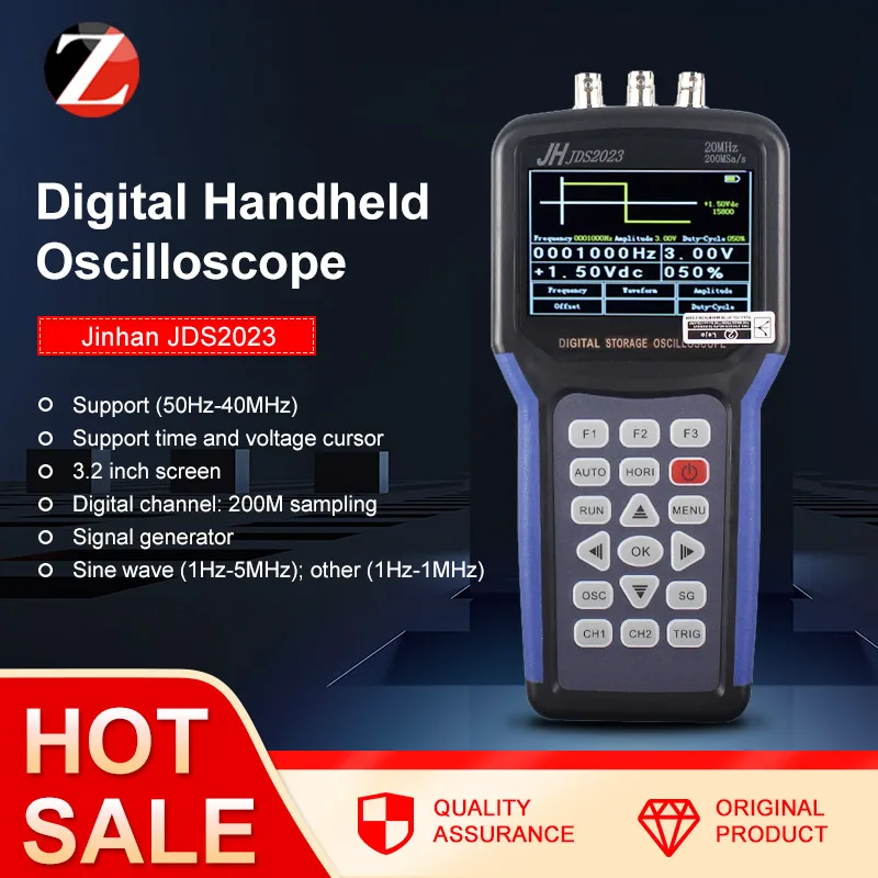 Portable Handheld Oscilloscope Jinhan JDS2023 Digital Storagesignal function generator 20MHz oscilloscope AC/DC Input coupling|handheld
