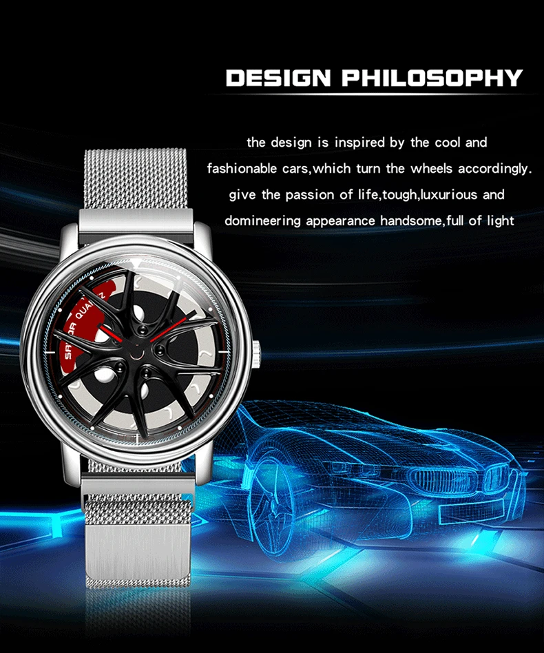 Sleek Black Waterproof Stainless Steel Skeleton Dial Men's Wristwatch