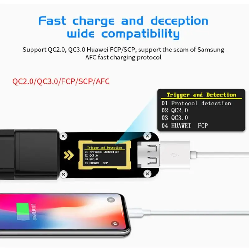 FNB28 USB Тестер измеритель напряжения тока QC2.0/QC3.0/FCP/SCP/AFC Быстрая зарядка