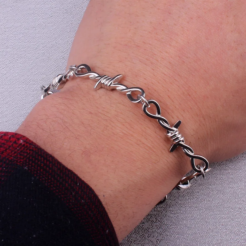 Small Wire Brambles Iron Unisex Bracelet Women Men Hip-hop Gothic Punk Style Barbed Wire Little Thorns Bangle Jewelry Gifts bracelet jewelry