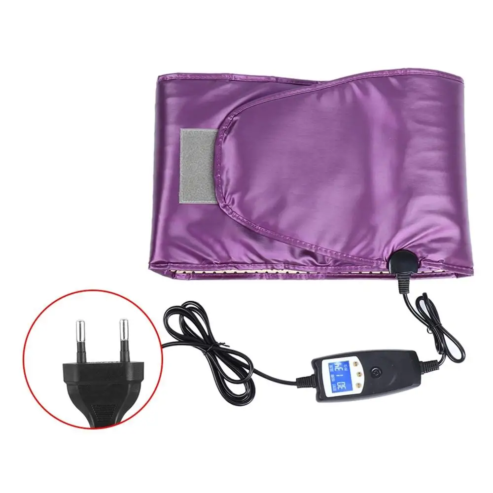Purple EU Plug 220V Vibration 360 degree electric far infrared electric Sauna heating belt Slimming Detox Waist Belt Warm Weight Loss Beauty Fitness - Цвет: Purple EU Plug 220V