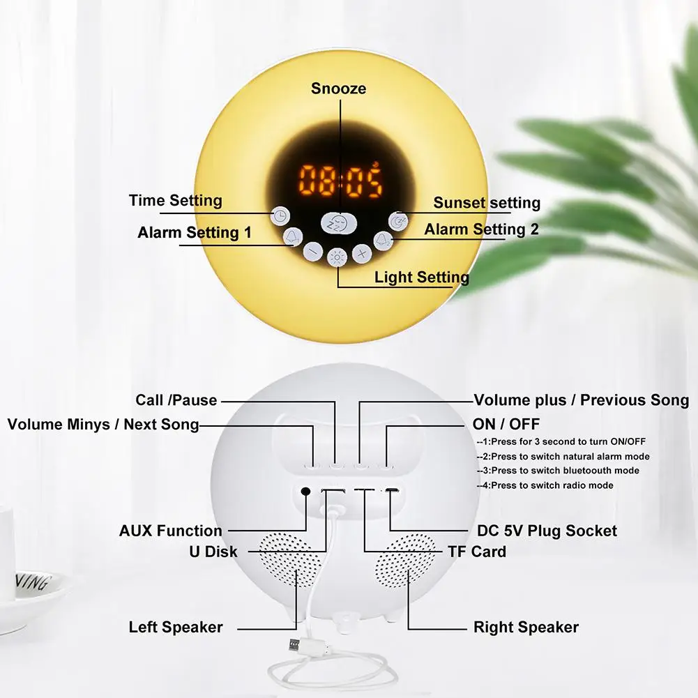 Wireless Bluetooth Speaker Intelligent Audio Desk Lamp LED Music Light Bulb Colorful Wake-Up Atmosphere Light Speaker