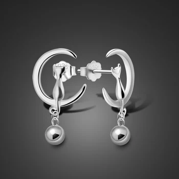 

The moon cat miraculous ladybug 925 sterling silver stud earrings women accessories nausnice Friend's gift jewelry lot