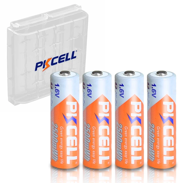 4PCS PKCELL AA 2500mWh 1.6V Ni-Zn AA Rechargeable Batteries 2A NIZN battery  And 1PCS AA/AAA Battery Hold Case Box For Toy 1