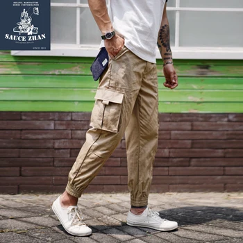 

SauceZhan Vintage Pockets Cargo Pants Casual Mens Pants Cotton Streetwear Summer Military Pants men pants streetwear
