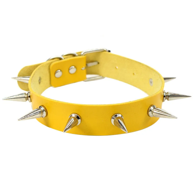 2024 Neue Punk Spike Halsband Halskette aus Leder mit Nieten und Anhänger Gothic Schmuck 4