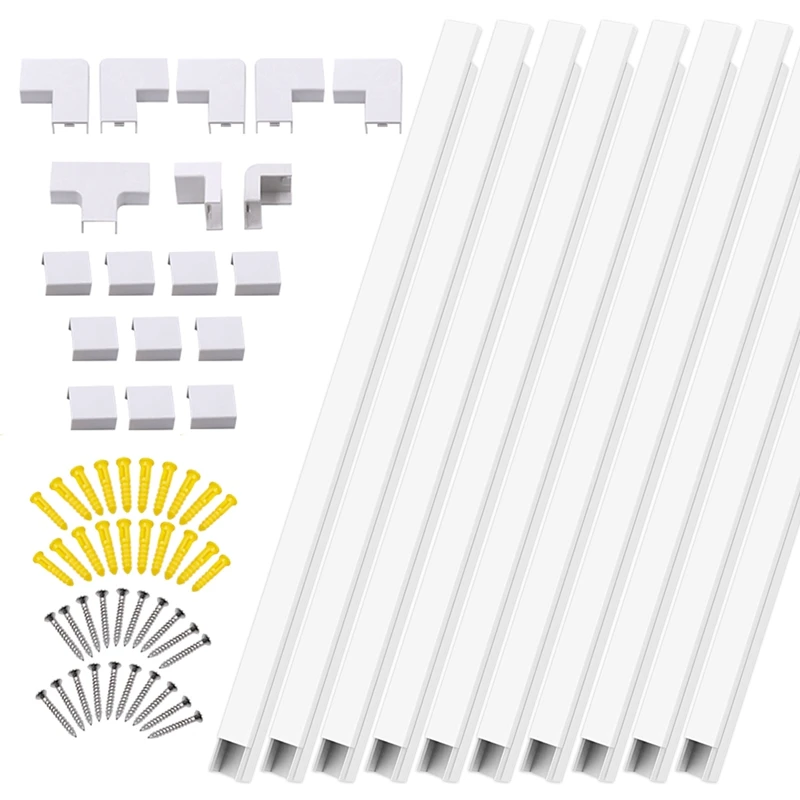 

RISE-10Pcs PVC Cord Duct Cable Cover Raceway Wall Cable Management Electric Cache Cable Channel Wire Cover Waterproof