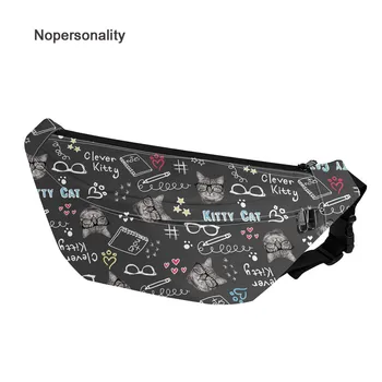 

Nopersonality Printing Black Cat Belt Bag Cute Purse Bag for Girls Boys Mixed Color Fanny Pack Large Space Waist Bag Adjustable