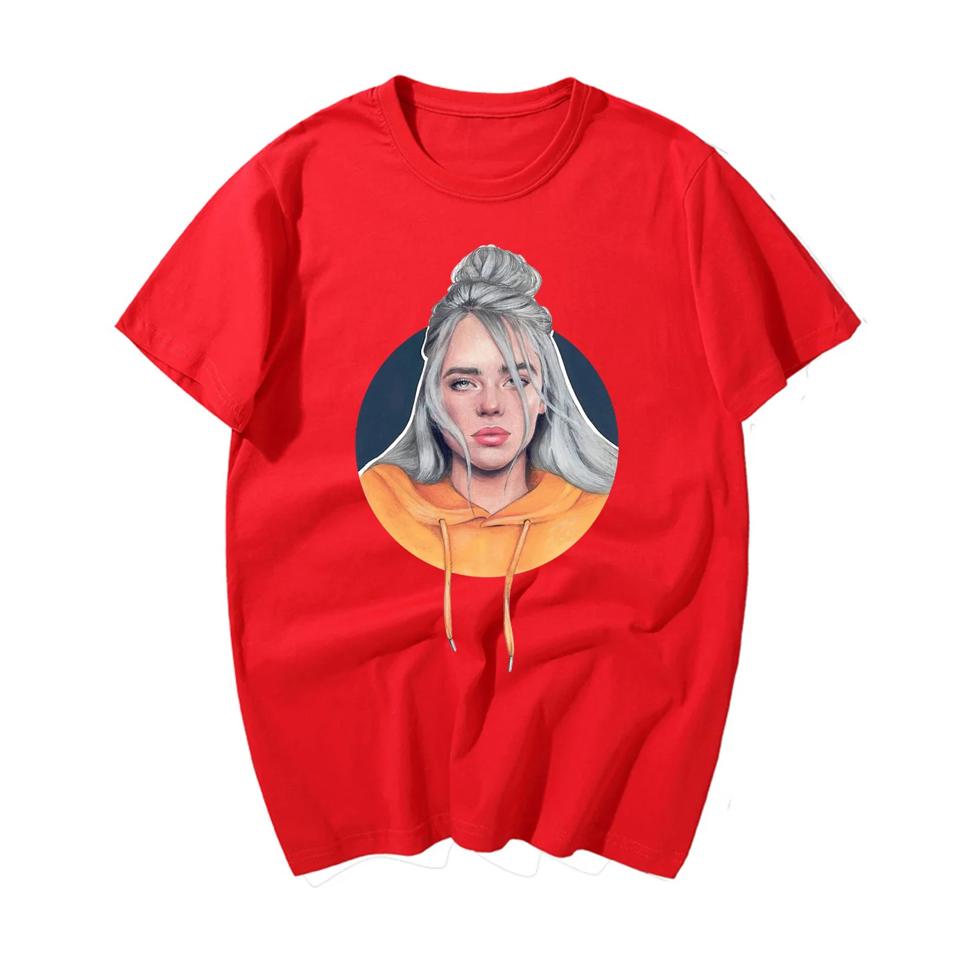 Лидер продаж, летние футболки с принтом Billie Eilish, модная черная футболка, брендовая футболка, мужские топы, хлопковая повседневная черная уличная одежда - Цвет: Red 6