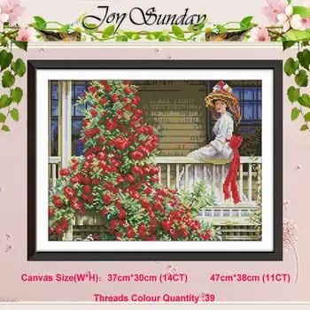 

The Woman On The Railing counted 11CT 14CT Cross Stitch Sets DIY wholesale Cross-stitch Kits Embroidery Needlework Home Decor