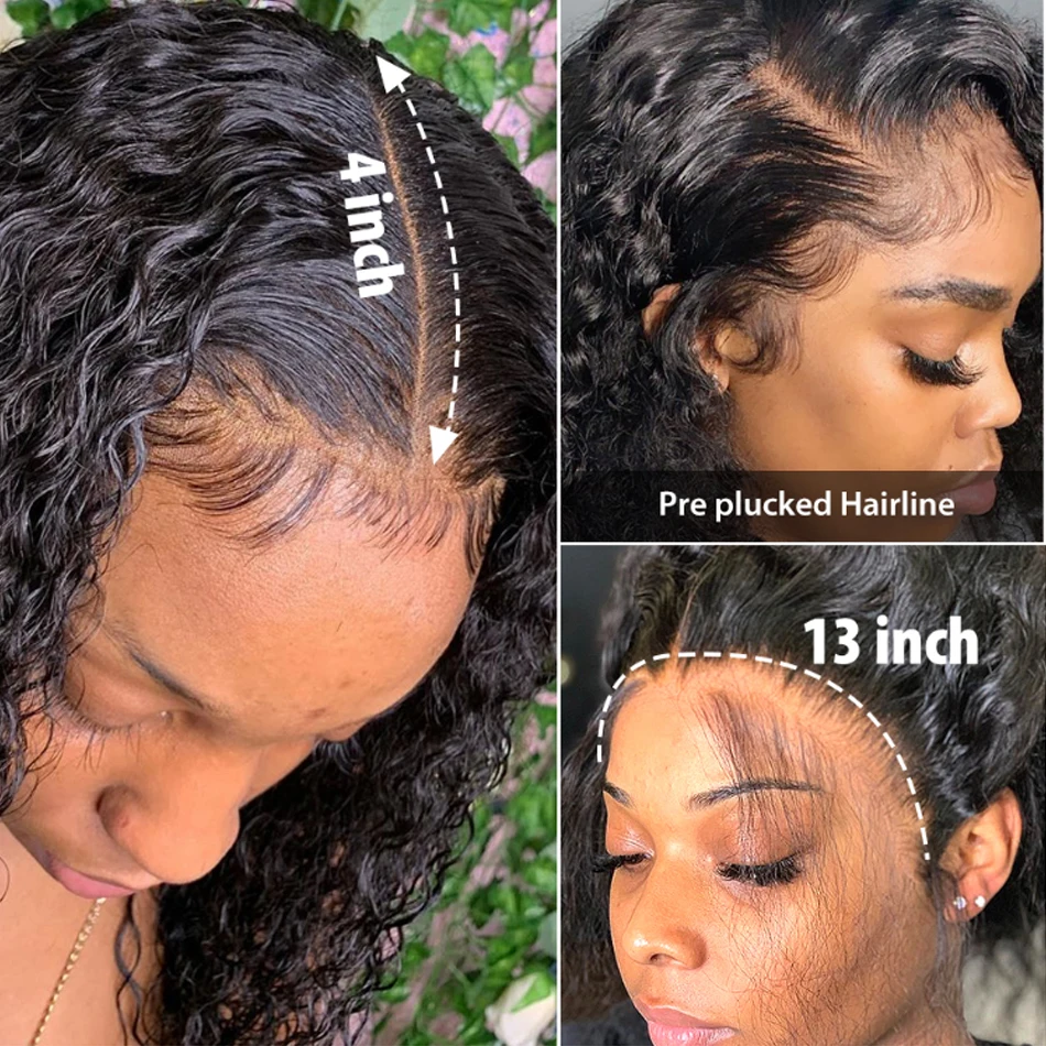 4X4 Water Wave Short Bob Wig 8-16Inches 180 Density Best Human Hair Wigs For Black Woman Brazilian Pre Plucked Baby jerry curly
