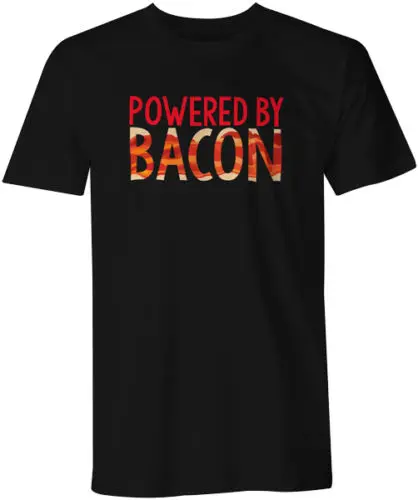 Модная футболка унисекс с надписью Powered By Bacon смешная пищевая цитата топ летняя