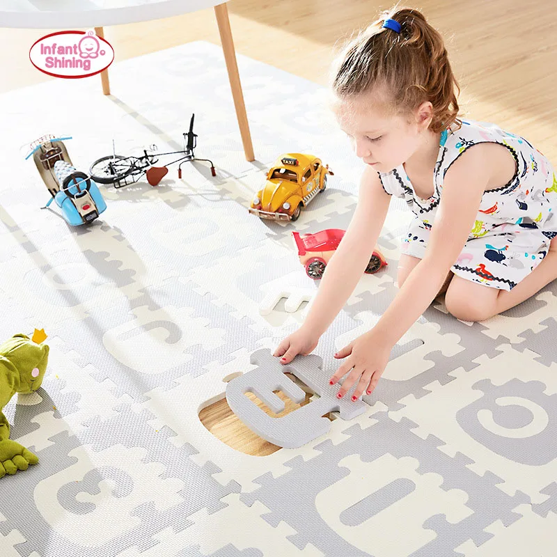 Infantile brillant Train alphanumérique enfant puzzle Pad bébé chambre anti-dérapant tapis de jeu 30*30*1.4cm