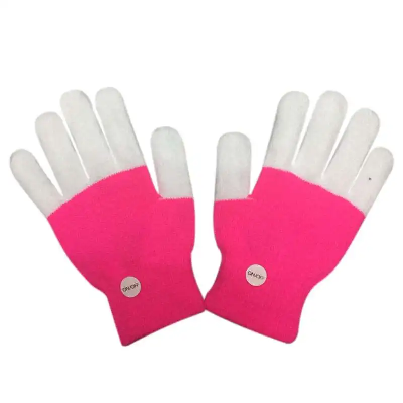 2 pcs pink 2 шт. мигающий светодиодный светильник, светящиеся перчатки, сохраняющие тепло, светящиеся вечерние принадлежности, реквизит для хореографии, рождественские украшения - Цвет: 2 pcs pink