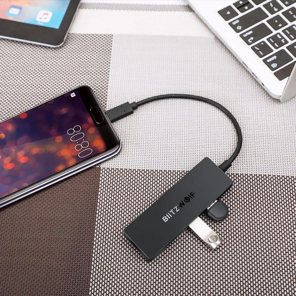 BlitzWolf мини USB 3,0 концентратор 4 Порты и разъёмы Питание OTG с Micro USB Мощность Интерфейс для MacBook-ноутбук планшетный компьютер OTG usb-хаб