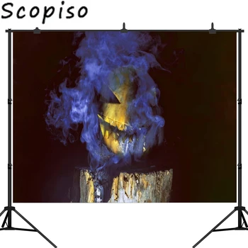 

Scopiso Photography Background Stump Smoke Pumpkin Halloween Theme Background Studio Professional Photo Background