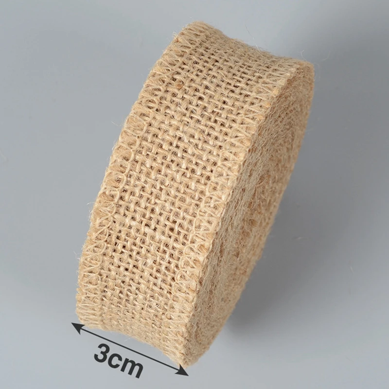 width 3cm 2 ярда/рулон лента из натуральной джутовой мешковины для поделок DIY пеньковая лента кружевной материал Свадебная вечеринка декоративная Рождественская подарочная упаковка - Цвет: width 3cm