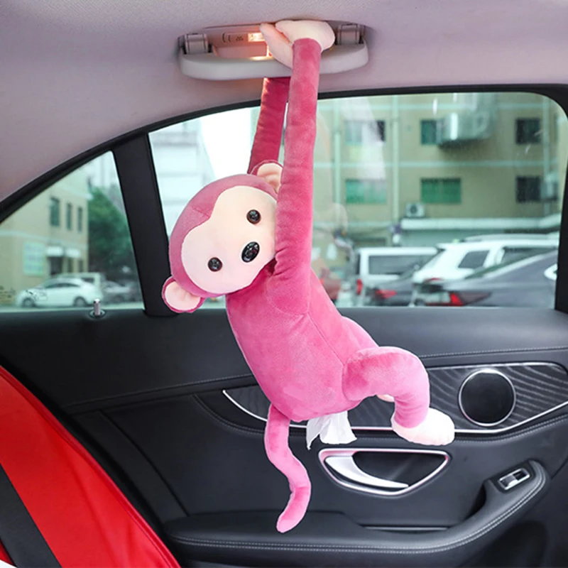  1PC Car Hanging Paper Napkin Box Portable Paper Box Handkerchief Case Comfortable Cartoon Monkey Ho