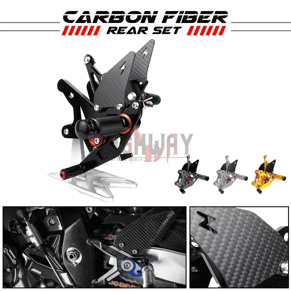 

Motorcycle CNC & Carbon Fiber Footrest Rear Sets Adjustable Rearset Foot Pegs for KAWASAKI Z400 NINJA400 EX-400 2018-2020