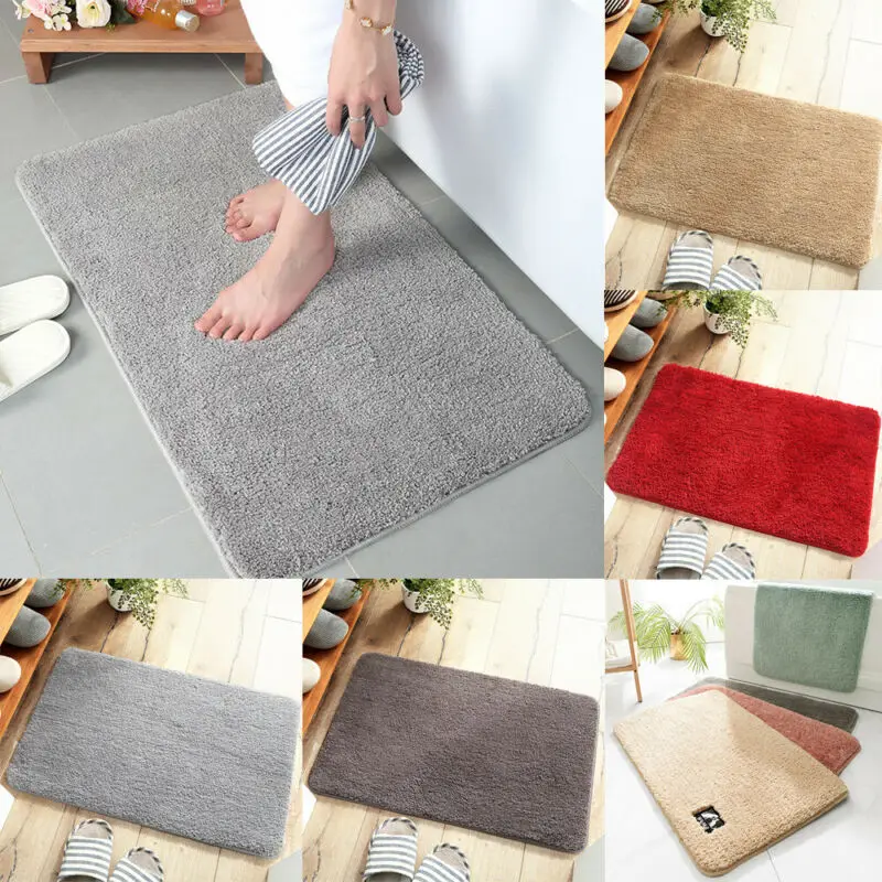 Мягкий микрофибра лохматый Нескользящий Впитывающий Коврик для ванны Ванная комната Душ Ковры