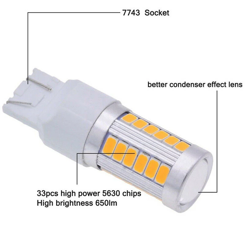 

2pcs T20 DC 12V 7443 5630 33SMD LED Car Brake Tail Bulb Light Lamp Bulb