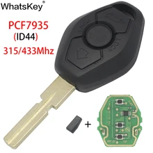 WhatsKey For BMW E38 E39 E90 E46 X3 X5 EWS System Keyless Entry Car Remote Key 315/433MHz ID44 PCF7935 Chip HU58/HU92 Blade jingyuqin hu58 4 buttons remote key case for bmw e38 e39 e46 ews system ask 433mhz 315mhz with pcf7935aa id44 chip uncut blade