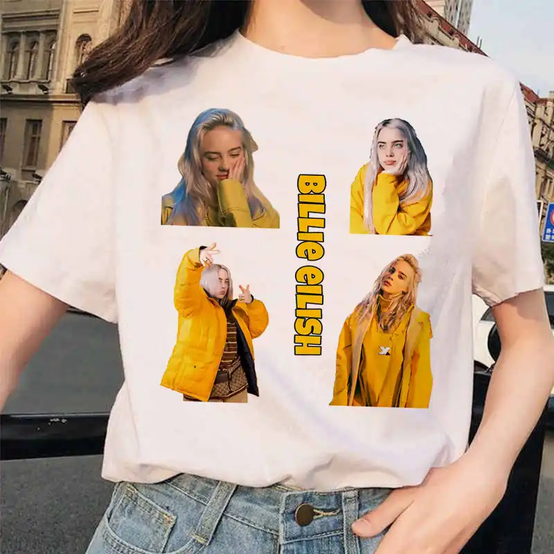 Billie Eilish футболка ulzzang Женская Хип хоп женская одежда забавная harajuku Летняя
