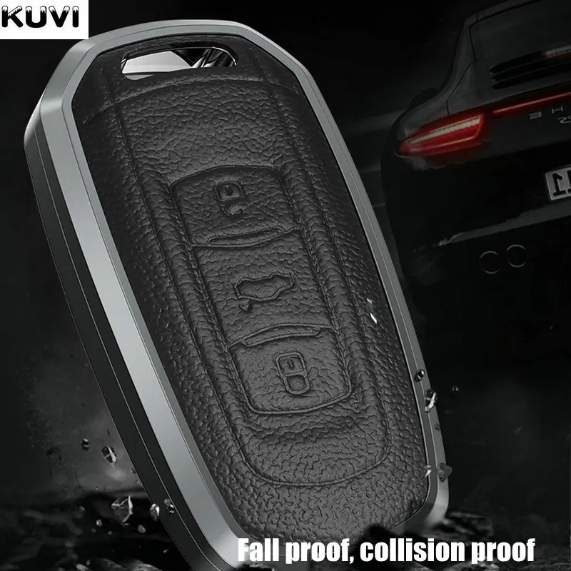 Alloy Leather Car Remote Key Case Cover Shell Fob For Geely Atlas Boyue Nl3 Ex7 Emgrand X7 Emgrandx7 Suv Gt Gc9 Borui Protector - - Racext™️ - - Racext 27