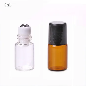 

100pcs 1ml 2ml 3ml 5ml 10ml clear Thin Glass Roll on Bottle Sample Test Essential Oil Vials with Roller Metal /Glass Ball