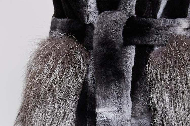 autumn winters fashion new long Fur pocket the whole leather rex rabbit Fur fox fur waistcoat