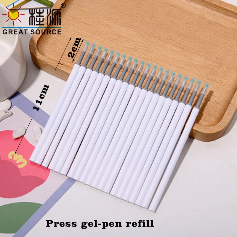 프레스 젤 펜 잉크 튜브 0.5mm 총알 팁 교체 가능 젤 펜 리필 11cm 길이 펜 리필 프레스 젤 펜 선물 (10 봉지)