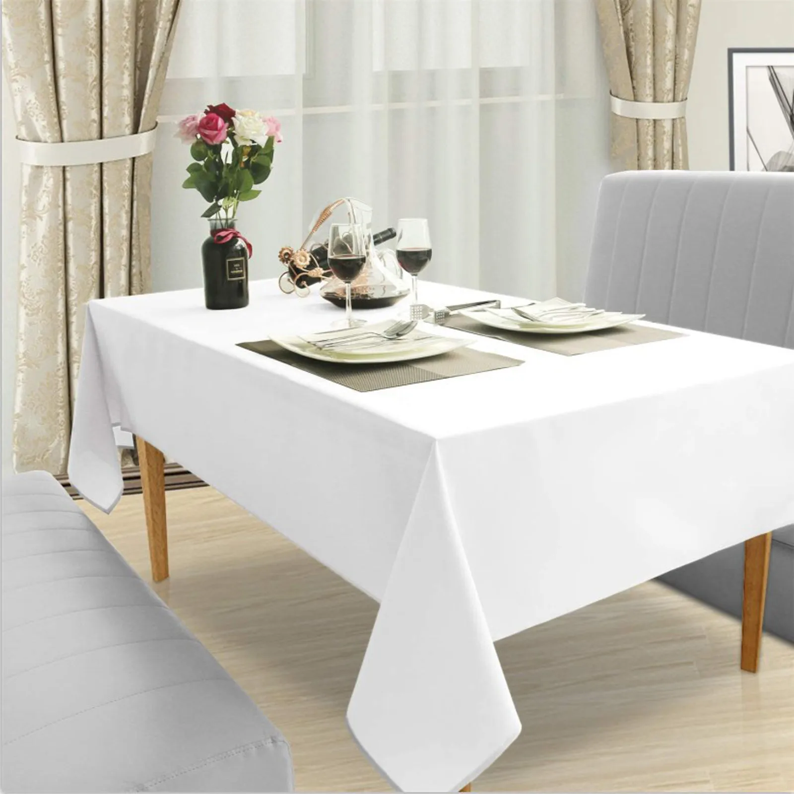 European Tablecloth, White, 140x220 Cm, Stain Protection, Tablecloth For The Whole Year Hollowed