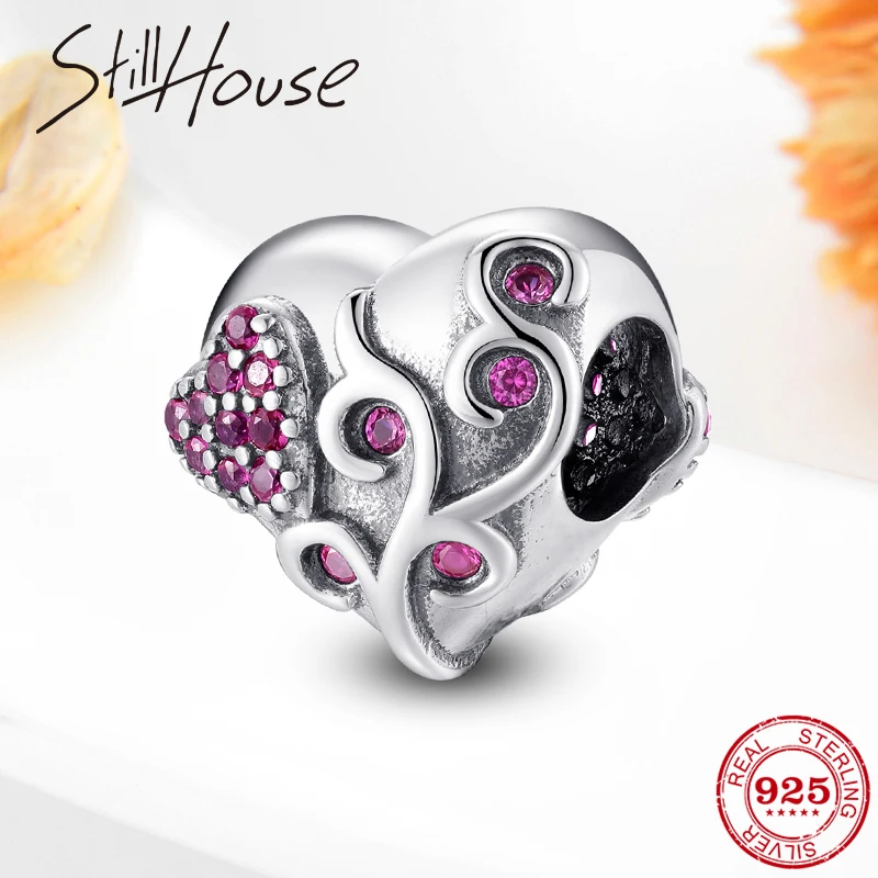 

100% 925 Sterling Silver Tree of life Hearts shape Beads for Women fit Original Pandora Charm Bracelets Jewelry Making