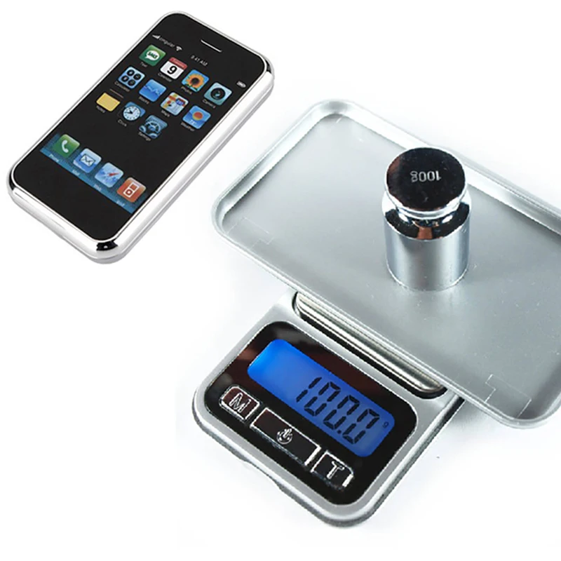 

Mini Digital Jewelry Scale Multifunction Pocket Scale Creative Phone Desine Style Weighing Platform Backlight Jewelry Scales
