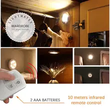 Диммируемая светодиодная подсветка под шкаф на батарейках COB светодиодный светильник шайба s Шкаф светильник с пультом дистанционного управления для кухни прихожей