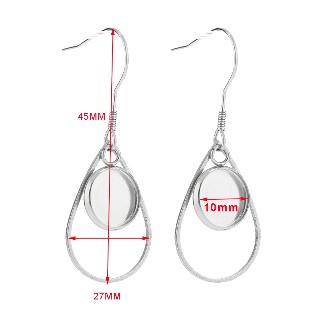10pcs Exquisite Teardrop Stainless Steel Earrings Bases Settings Earring Blank DIY Earring Kits Bezel Earring