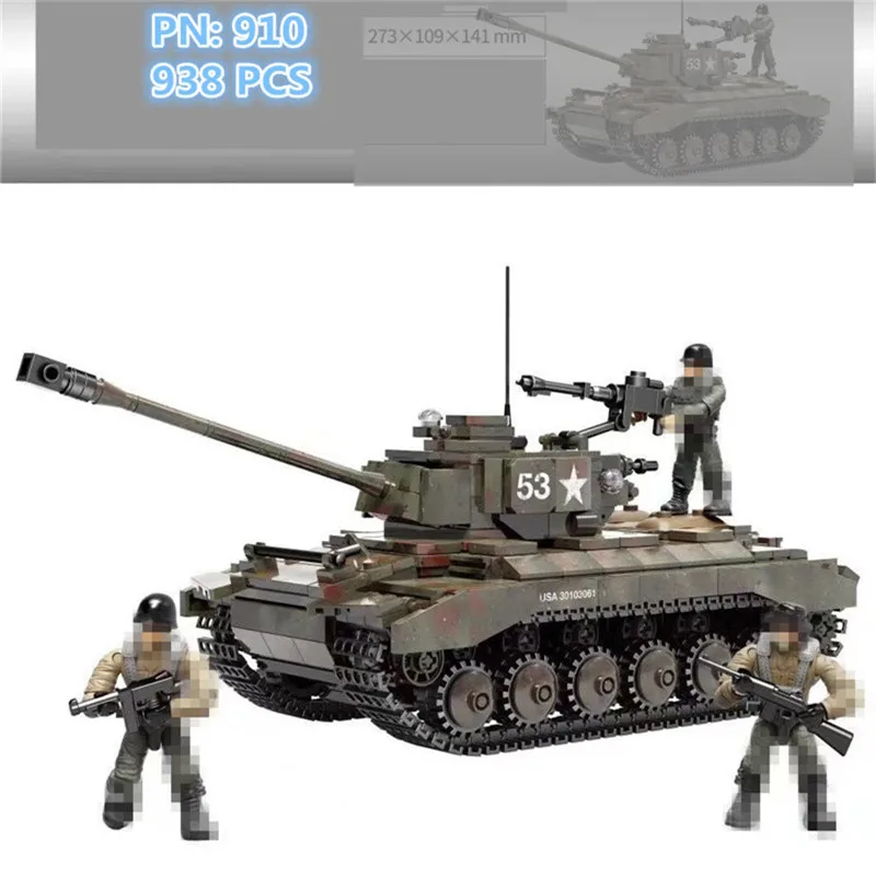

New USA M26 Pershing tank building blocks World War II soldier weapon building blocks for birthdays, Christmas gifts 273*104*141