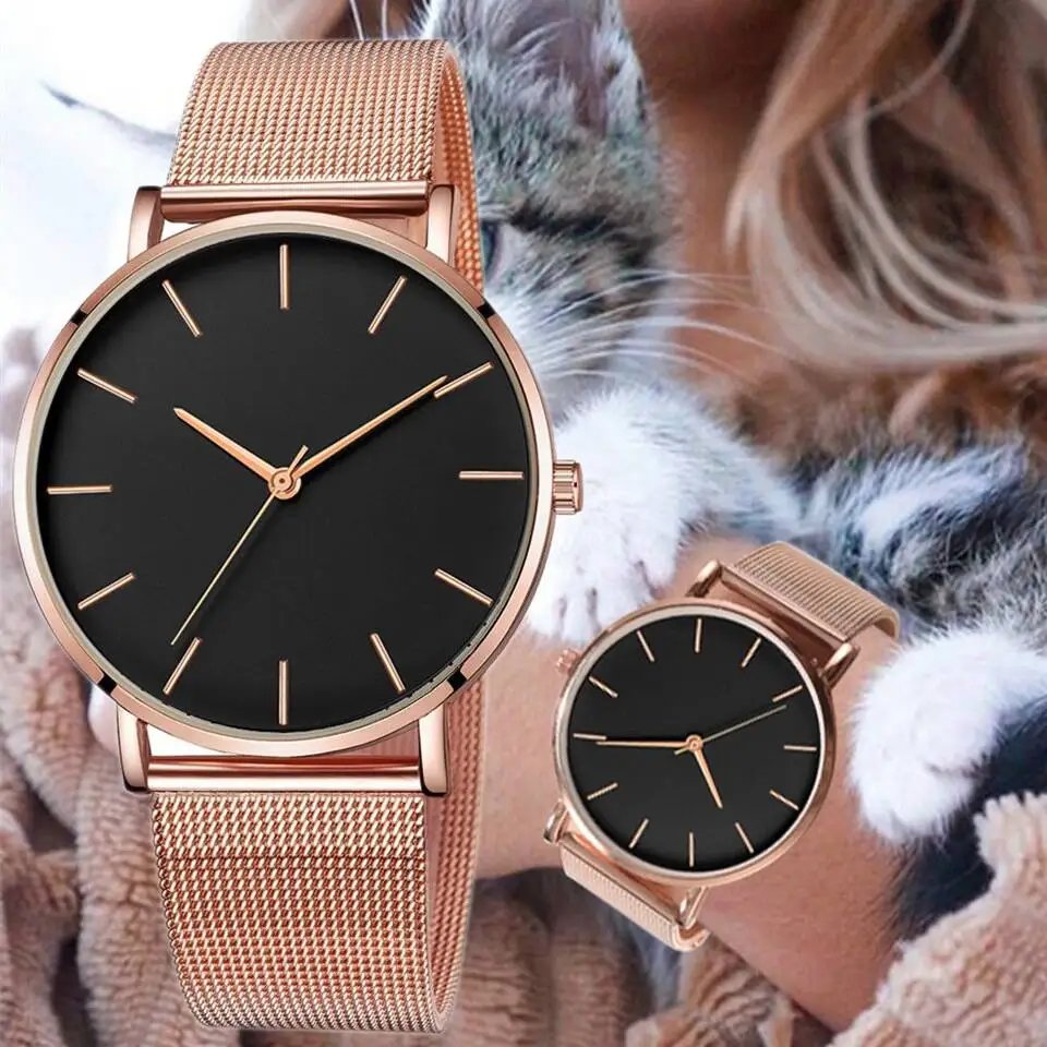 Женские часы с браслетом Zegarek Damski Montre Femme простые цвета розового золота 2019 |
