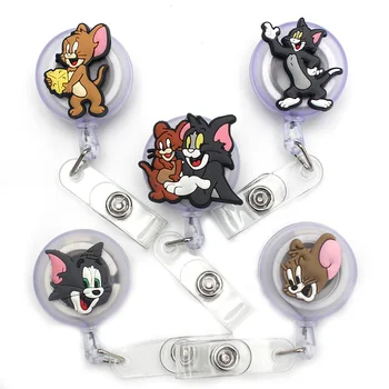 

Cartoon Mouse & Cat Friend Clown Retractable Card Holder Badge Reel Nurse Exhibition Enfermera School Girls Boys Name Card Chest