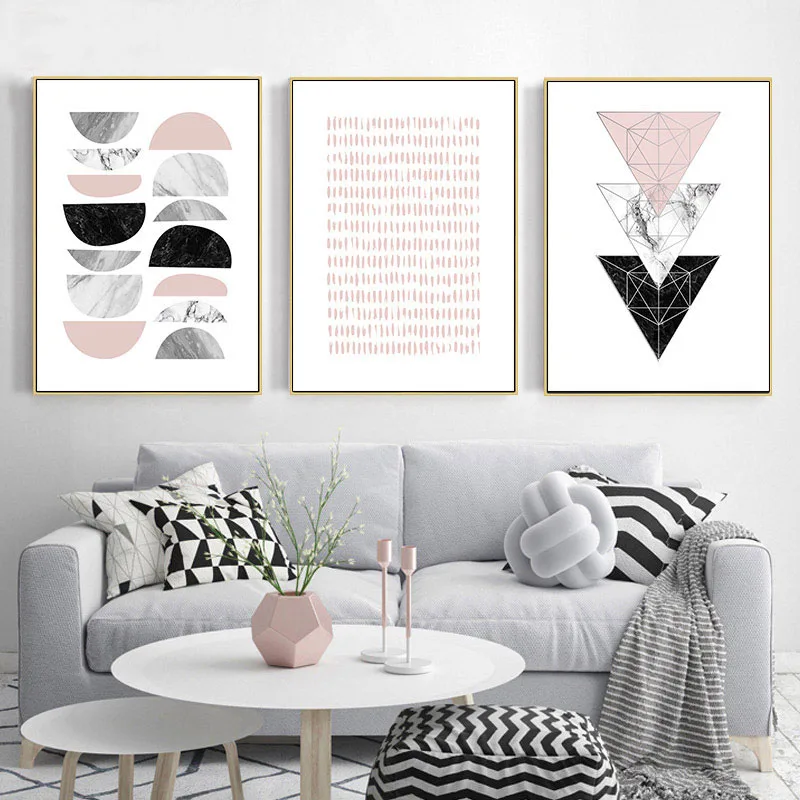

Wall Art Canvas Prints Painting Geometric Marble Polygon Abstract Posters Minimalist Nordic Style Room Decoration Home Pictures