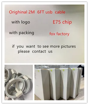 

100pcs/lot high quality 100% original oem 2M/6FT E75 Chip OD 3.0mm Data USB charger Cable for ip phone with new retail packaging