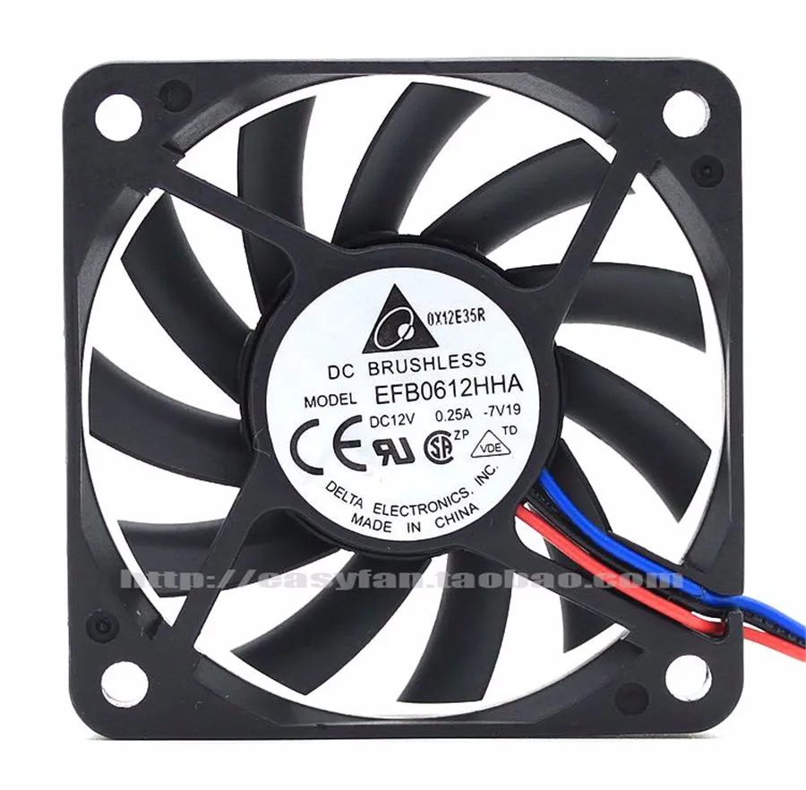 Delta-ventilador de Refrigeração da Caixa do Computador 60 mm 60x60x10 mm 12v 0.25a com 3pin 4pin Pwm Efb0612hha 6010 - Imagem 3