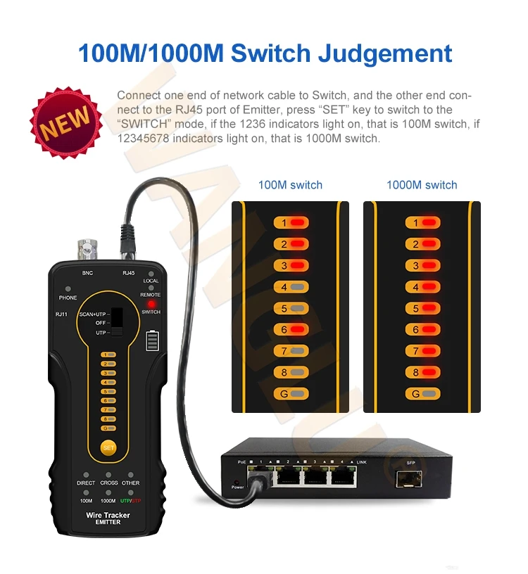 Factory Price Telephone Line CCTV Accessory Cat 6 LAN Cable Tracker Wire Continuity Tester CT-66