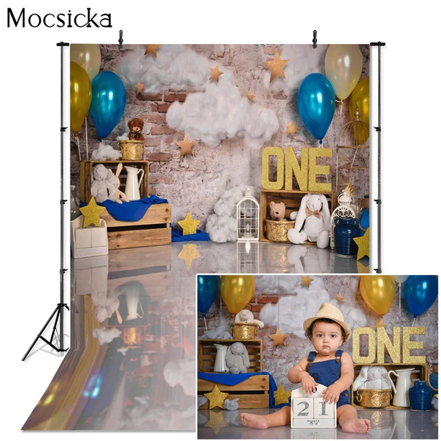 Girl Birthday Portrait Photography Backdrop Floral Cage Balloons Pink Newborn Baby Portrait Cake Smash Background Photo Studio style 2