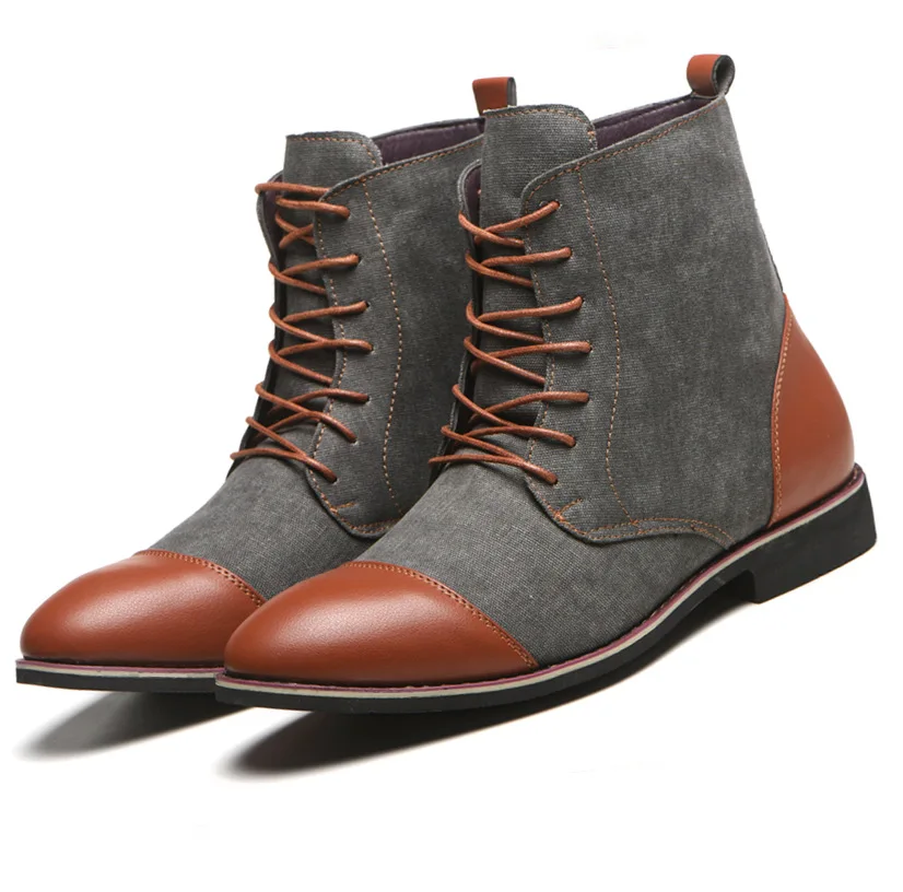 

New Martin Boots Men Shoes Rome Fashion Martin Canvas Boots Autumn Lightweight Shoes Lace-up Mixed Color Boots Plus Size 38-48