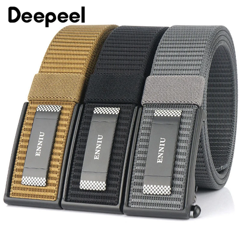 Deepeel 1 шт. 3,4*120 см цинковый автоматический гладкий ремень с пряжкой для молодых студентов комбинезоны военные тренировочные нейлоновые аксессуары для улицы