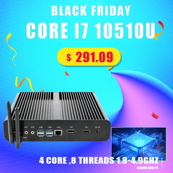 Günstige TOPTON 2020 10Th Gen Fanless Mini PC Intel Core I7 10710U 10510U Gaming Computer M.2 NVMe + Msata + 2.5