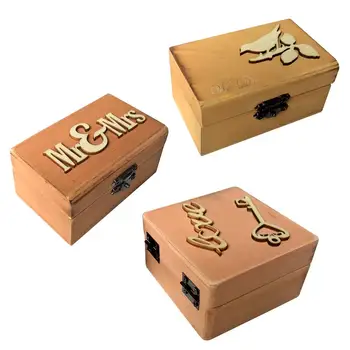 

Wedding Valentines Engagement Wooden Ring Box Wooden Retro Rectangle Ring Holder Section A 10 Cm Long x 6 Cm High x 5 Cm Thick