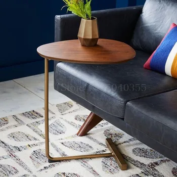 

Creative Simple Oval Wrought Iron Coffee Table Mobile Solid Wood Sofa Corner A Few Lazy Bedside Reading Table